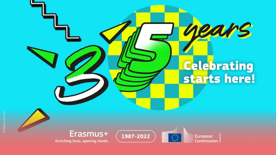 Ilustacija na temu 35 godina programa Erasmus+